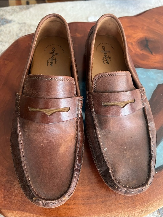 Collection B Other - Collection B Chestnut Brown Leather Penny Loafers with Gold Accent